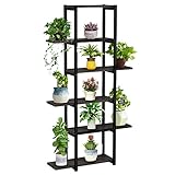 6-stöckiges Blumenregal Pflanzenständer Blumentopfhalter Holz und Metall Pflanzgefäß Display Regal für Innen- und Außenbereich, multifunktionales Lagerregal Bücherregal, Schw