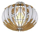 Holz Decken Lampe Wohn Zimmer Beleuchtung Lamellen Design Leuchte natur weiß Eglo 32844