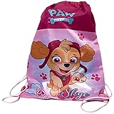 Coole-Fun-T-Shirts Turnbeutel MIT NAME Personalisiert für Mädchen Wunschtext aufgedruckt kompatibel zu Paw Patrol ,KITA Schule Kindergarten Grundschule Sport Training Kindergeburtstag 38X26 cm PIN