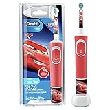 Oral-B Kids Cars Elektrische Zahnbürste/Electric Toothbrush für Kinder ab 3 Jahren, 2 Putzmodi für Zahnpflege, extra weiche Borsten, 4 Sticker, rot (Design kann variieren)