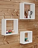 3er Set Wandregale weiß, aus FSC®-zertifiziertem H