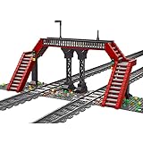SENG Technik Eisenbahnüberführung für Zug Bausteine Modell, Mould King 12008, 665 Teile Zug Zubehör Eisenbahnset mit Schienen, Kompatibel mit Leg