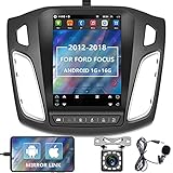 Podofo Android Autoradio Bluetooth mit Navi 9.7 Zoll für Ford Focus 2012-2018,Doppel Din mit RüCkfahrkamera Car Radio Touchscreen BT/USB/WiFi/Mirror link/GPS/FM+Microp