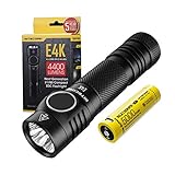 Nitecore E4K - LED Taschenlampe Extrem Hell - 4400 Lumen IP68 LED Wasserdicht ([ Inklusive Wiederaufladbar 21700 Akku & USB C Kabel ])