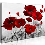 murando - Bilder Mohn 100x70 cm Vlies Leinwandbild 1 TLG Kunstdruck modern Wandbilder XXL Wanddekoration Design Wand Bild - Blumen rot grau 0107-12