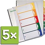 Leitz Register 1291 PC-beschriftbar für DIN A4, farbig/transparent 1-5 (5 Register)