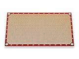 Premium Lochrasterplatine | Lochrasterplatte | Leiterplatte | Euro-Platine | PCB | Doppelseitig mit runden Pads | 160 x 100 mm | Rot | 2,54 mm Rastermaß