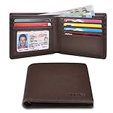 HOCRES Mens Slim Wallet RFID Blocking Bifold Minimalist Wallets with 7 Credit Card Holders, 2 Banknote Compartments, ID Window for Men with Gift Box