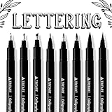 TRITART Kalligraphie Stifte Set – 8 Pinselstifte, Brush Pens mit verschiedenen Stiftspitzen – schwarze Filzstifte mit feinster Japan -Tusche – Handlettering Fineliner und M