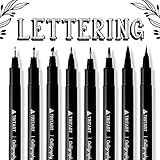 TRITART Kalligraphie Stifte Set – 8 Pinselstifte, Brush Pens mit verschiedenen Stiftspitzen – schwarze Filzstifte mit feinster Japan -Tusche – Handlettering Fineliner und M