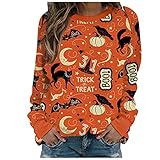 Juliyues Damen Rundhals Sweatshirt Schläger Langarmshirt Halloween Kostüme Casual für Frauen Longshirt Lose Pulli Vampir Geist Sweatjacke Beiläufig Sportswear T-Shirts Blusen Oberteil Tunika Top