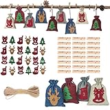 Qqckhp Adventskalender-Füllung, 24 Weihnachts-Geschenktüten, 4-farbig Weihnachts-Füllstofftüten, Kalender-Füllstofftüten, mit 1-24 Adventszahlen Aufkleb