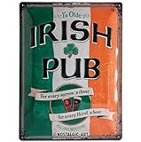 Nostalgic-Art Retro Blechschild Irish Pub – Geschenk-Idee als Bar-Zubehör, aus Metall, Vintage-Design zur Dekoration, 30 x 40