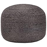 Hand gestrickter Puff, Ottoman für Wohnzimmer und Schlafzimmer, Flechtoptik, Couch Hocker, Sitzgelegenheit Fußhocker, Schminktisch Pouf Hocker, Jute 45 x 30