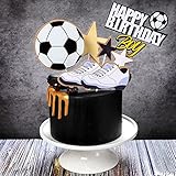 Cymeosh Kuchen Deko Fußball Tortendeko Geburtstag Junge, Picks Kuchendeckel Fußball Cake Topper Happy Birthday Muffin Deko für Baby Shower Kindergeburtstag Sportparty Dek