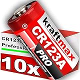 kraftmax 10er Pack CR123 / CR123A Lithium Hochleistungs- Batterie für professionelle Anwendungen - Neueste G