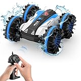 Kriogor Ferngesteuertes Auto, 2.4Ghz 4WD Wasserdicht RC Stunt Auto mit Fernbedienung 360° Drehung Amphibisch Offroad Elektronisch Fahrzeug Indoor Outdoor, Geschenke fü