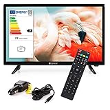 RED OPTICUM LED Fernseher 24 Zoll (61cm) LE-24Z1S inkl. KFZ Adapter - Full HD Camping Fernseher 12V / 230V Betrieb mit Triple Tuner (DVB-C/-S2/-T2) CI+ Steckplatz USB 2.0 HDMI PVR-Funktion SCR