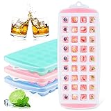 Qoosea Eiswürfelform Silikon mit Deckel 36-Fach 3er Pack, Ice Cube Tray, Eiswürfelschalen BPA Frei Eiswürfel einfach Herauszunehmen Blau/Pink/Grü