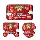 MEIXRJ Toilettenmatte Set,Weihnachtsdekor-Matten für Toilette Badezimmerteppich Anti-Rutsch-Badematte Weichschaum-Badematte Saugfähige Badvorleger Fußmatten, B