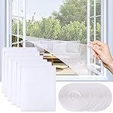 6 Stück Insektenschutz Fliegengitter Fenster, Moskitonetze Mückennetz für Fenster mit 6 Rollen Selbstklebeband (Weiß 1,5x1,3m)