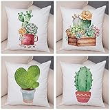 Dekorativ Kissenbezug Grüne Kaktusblüte Outdoor Deko Kissenbezüge Samt Soft Kissen 55x55cm für Innen,Zuhause,Büro,Couch,Schlafzimmer,Auto,Winterurlaub Dekor Geschenk Pillowcase,22x22