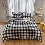 MMHJSS Bettbezug Aus Mikrofaser, Kariert, Weich, Bequem, Maschinenwaschbar, 4-Teiliges Set Für Schlafzimmer, Hotelzimmer, Schlafsaal, Ab, Zwei S