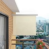 HechoVinen Versenkbarer Balkon-Sichtschutz, UV-beständiger Balkon-Seitenschutz Sonnenschutz für Terrasse, Balkon, Terrasse und Garten, Sonnen- und Windschutz, Creme 150x200