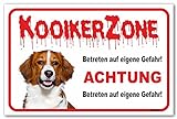 AdriLeo Schild - Vorsicht Kooiker - Zone - (40x60cm) / Achtung Hund Wachhund Nederlandse Kooikerhondj