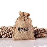 Funmo Schmuckbeutel mit Kordelzug, 10 Stück Sackleinen Taschen, Weihnachtskalender Geschenksäckchen, Wiederverwendbare Geschenktüte Jute Leinentasche für Hochzeitsfeier W