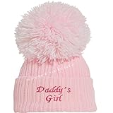 Soho Fashions Luxus Britisch Gemacht Baby Mädchen Mummys Mädchen Daddys Mädchen Nette Dekorative Frilly Gestrickte Pom Pom Babymützen (Daddy Girl (rosa), 3+ Monate)