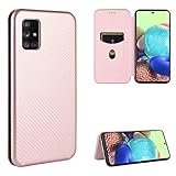 Miagon Galaxy A71 Brieftasche Hülle mit Kohlefaser Textur,PU Leder Schutzhülle mit Kartenfach Handyhülle Tasche Etui Folio Flip Cover Case Tasche für Samsung Galaxy A71