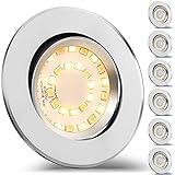 Ankishi 7W LED Einbaustrahler, 【6 Stück】Schwenkbar ultra Flach LED Spots 230V, IP42 LED Feuchtraumleuchte Deckenstrahler, 700LM Warmweiss 3 Stufe Dimmbar Einbauleuchten für Wohnzimmer, Bad, Bü