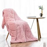 Coolplus Kunstfell-Gewichtsdecke 6.8 kg für Erwachsene, zotteliges Fell und weiches Sherpa-Fleece, gewichtete Überwurfdecken, volle und Doppelbettgröße für Bett, Couch, 152.4 x 203.2 cm,
