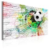 decomonkey Bilder Fußball 90x60 cm 1 Teilig Leinwandbilder Bild auf Leinwand Wandbild Kunstdruck Wanddeko Wand Wohnzimmer Wanddekoration Deko Sport Ziegel bunt B