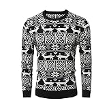 OMIDM Männer Pullover Männer Weihnachtsstrickjacke Crewneck Langarm Strickpullover Strickwaren Weihnachten Rentier Männersprunger (Color : Black, Size : XL)