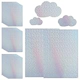 TIANTIAN Holografisches Aufkleberpapier, A4, selbstklebend, transparent, Vinyl, holografisches Vinyl-Papier, Regenbogen-Vinyl-Aufkleber für Tintenstrahl-Laserdrucker, 20 Stück