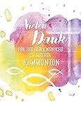 5x Danksagung Kommunion von KE - Dankeskarten - Danksagungskarten - Für Jungen & Mädchen - DIN C6-5er Set Klappkarten inkl. Umschläge - Motiv: Fische_D
