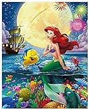 WORKSDUO Little Mermaid Paint by Numbers Kits 16x20 Inch DIY 5D Diamond Canvas Painting by Number Mermaid Full Drill Crystal Rhinestone Diamond Embroidery Paintings Disney