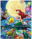 WORKSDUO Little Mermaid Paint by Numbers Kits 16x20 Inch DIY 5D Diamond Canvas Painting by Number Mermaid Full Drill Crystal Rhinestone Diamond Embroidery Paintings Disney