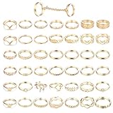 Adramata 43PCS Knuckle Ringe für Frauen Mid Finger Stapelbare Ringe Set Gold T