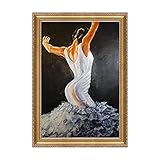 CBYLDDD Spanische Flamenco Tänzerin Ölgemälde Latina Frau auf Leinwand Wandkunst Bilder Für Wohnzimmer Dekor Quadro Decorativo Wanddekor 20x28in Kein R