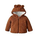 MRULIC Baby Kleinkind Sweatshirt Mantel Kapuzenpullover Winter Warme Wolle ReißVerschlusstaschen Baumwollmantel Outwear Mit Hoodie Pullover Tops Jungen MäDchen Geburtstag Geschenk(Braun,2-3 Jahre)