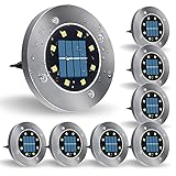 Solarleuchten für den Garten, 8 Integrierte LED-Lichter Solarlampen für Außen, Wetterfest, für Wege, Hof, Terrasse und Rasen (8 Packungen)