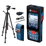 Bosch Professional Laser Entfernungsmesser GLM 120 C mit Stativ BT 150 (Kamera, Bluetooth-Datentransfer, max. Messbereich: 120 m; Stativ, Micro-USB-Kabel & Ladegerät, Trageschlaufe, Schutztasche)