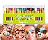 Mimoo 16 Farben Malen Buntstifte, Karneval Ostern Geschenk ungiftig Körperbemalung Sticks Körper Tattoo Buntstifte Kit für Kinder, Kleinkinder, Set von 16