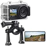 Somikon Actionkamera: UHD-Action-Cam mit 2 Displays, WLAN und Marken-Bildsensor, IPX8 (Action Camera)