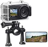 Somikon Actionkamera: UHD-Action-Cam mit 2 Displays, WLAN und Marken-Bildsensor, IPX8 (Action Camera)