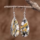 ACEACE Bunte schwimmende Steine ​​Wassertropfenhaken-Ohrringe (Metal Color : Silver)