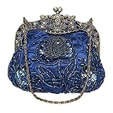 xzbnwuviei Women Floral Handbag Evening Party Bridal Clutch Bag Prom Wedding Wallet Purse Women Evening Bags in B